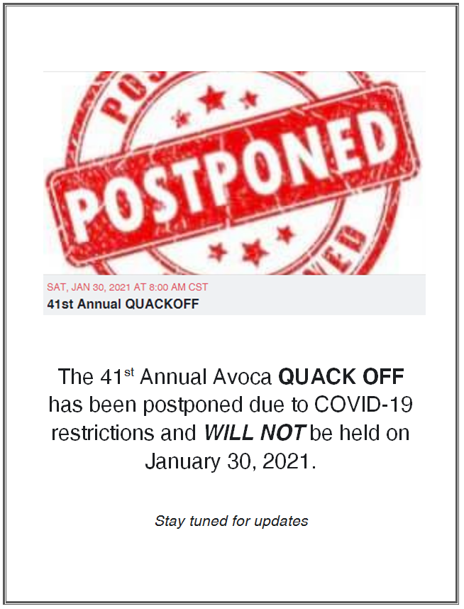 Avoca Quack Off Postponed